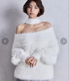 GYDA 2WAYシャギーチョーカーニットトップス アイボリー