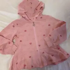 ピンク ハート柄 フード付きパーカー
