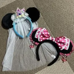 ディズニー カチューシャ ミニー イヤリングピンク ウェディング 廃盤品