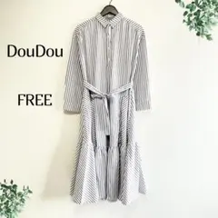 美品✨トゥモローランド ウエスト ベルト ストライプ シャツワンピース