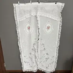 花柄刺繍 ホワイトレースカーテン　のれん