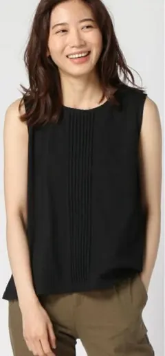 Samansa Mos2 セーラー衿レースカットソー ブラック