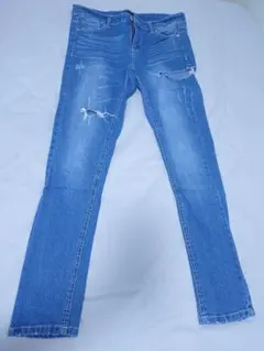ブルーダメージデニムジーンズ Ｌサイズ 美品のサムネイル