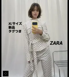 【完売品】ZARA ドット柄シャツジャケット XLサイズ 新品タグつき
