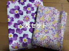 パープル　花柄　オックス生地　ブロード生地