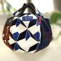 サブバック　まん丸　アフリカ布　北欧風　３種類６枚ハギ　ハンドメイド　１点のみ