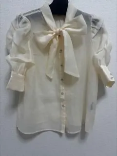 willselectionリボンタイシースルーブラウス