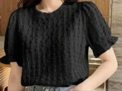 半袖 パフスリーブ トップス ブラックのサムネイル