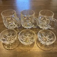 アデリアグラス 昭和レトロ　クリスタルガラス ビアジョッキと皿の3組セット
