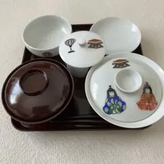 伊万里焼？　青山窯　お食い初め食器セット　人形　ひな祭り
