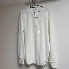 UNIQLO ワッフルヘンリーネックTシャツ Lサイズ オフホワイト