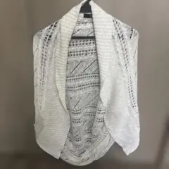 AZUL by moussy 透かし編み ショールカーディガン ホワイト Sのサムネイル