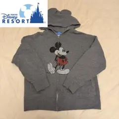 【美品】 ディズニーランドディズニーシー ミッキーマウスフード付きパーカーグレー