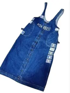 90s PINK HOUSE デニム ジャンパースカート ワッペン