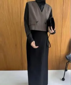 断捨離中美品　RIM.ARK ブラウン クロップドベスト