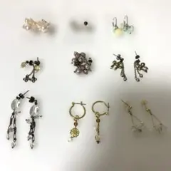 お買い得❗️ハンドメイド　パールピアスセット 玉ブラピアス　ループピアス　9点