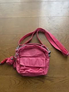 Kipling ショルダーバッグ ピンク モンキーチャーム付のサムネイル