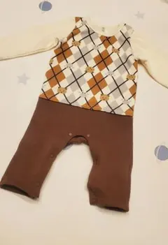 【超美品】アーガイルパターンロンパース 90cm クマ