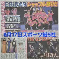 匿名配送！送料込み！ 8月17日 朝刊　 スポーツ紙全5社