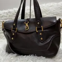 美品 BALLY バリー レザー ボストンバック ダークブラウン フリンジ 