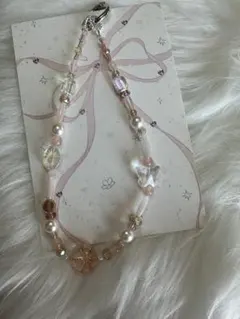 7. 【ハンドメイド】さくらピンクのパステルフラワーチャーム　スマホストラップ