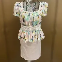 フローラルプリント ペプラムナイトドレス