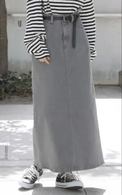 ◆EDWIN グレー 別注デニムロングフレアスカート◆