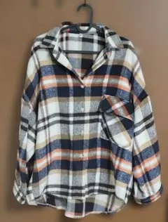 チェック柄ボタン付きシャツジャケット ONE SIZE
