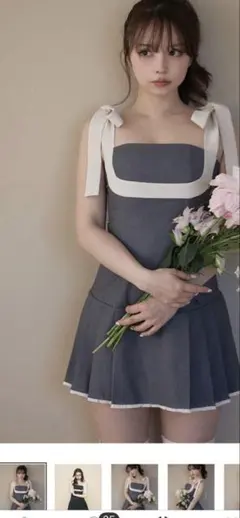 ANDMARY グレー ノースリーブミニワンピース ANDMARY グレー ノースリーブミニワンピース