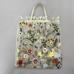 ZARA 花柄刺繍 シースルー トートバッグのサムネイル