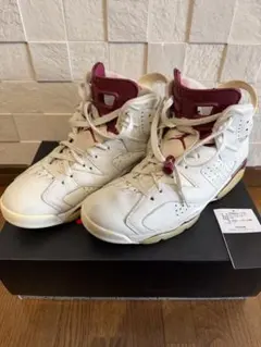 Air Jordan 6 ホワイト/バーガンディ訳あり - メルカリ