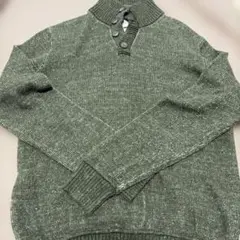 GAP ボタン付きハイネックニットセーター XS グリーン