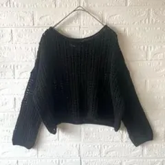ZARA ザラ メッシュニット クロップド丈 透かし編み ブラック シアー 長袖