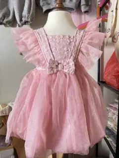 ピンク フリル ベビードレス