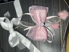 ピンク シルバー リボン ヘアピン 2点セット