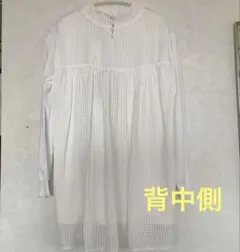 ホワイト チェック柄 長袖チュニックのサムネイル