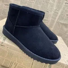 新品★レディース★Mサイズ★裏ボア ショートムートンブーツ 黒 528