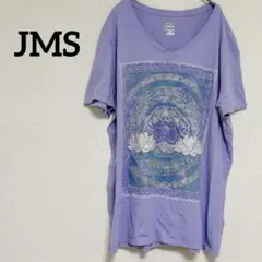 JMS ラベンダー Vネック Tシャツ 半袖 【サイズ16W 】蓮の花