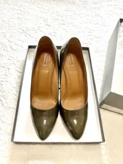 CHEMBUR POINTED WEDGE パンプス 36 カーキのサムネイル