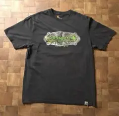 カーハート　90s Tシャツ　フェード ブラック　墨黒　リアルツリーカモ　US
