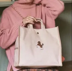 セブンテン SEVEN TEN 馬 ワンポイント刺繍トートバッグ ミニ ピンク