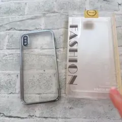 そ　スマホケース iPhone XR スマホカバー　透明 ブルー　メッキ