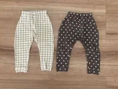 【100サイズ】ペアマノン サルエルパンツ　 2枚セット　チェック　ドット