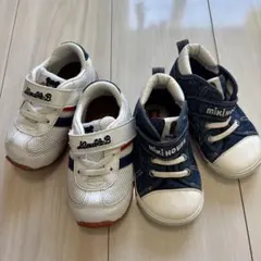 ダブルB ミキハウス　靴　スニーカー　14.5センチ　2点セット　デニム　白