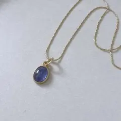 N096 三日月 人工タンザナイト ネックレス CZダイヤ S925 シルバー