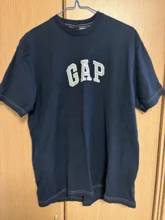 00s OLD GAP ロゴ Tシャツ ネイビー 白ステッチ 紺 M