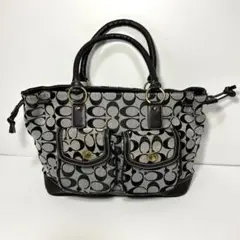 COACH コーチ ハンドバッグ シグネチャー ターンロック キャンバス レザー