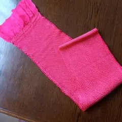 絹ちりめん絞り　ピンク レッド　 帯揚げ