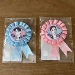 ファミレス行こ。K田行こ。バースデーロゼット缶バッジ 成田狂児+岡