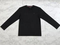 TOMMY HILFIGER 長袖 Vネック カットソー ブラック Mのサムネイル